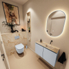 MONDIAZ TURE-DLUX 80cm meuble de toilettes Clay. EDEN lavabo Frappe position à droite. Sans trou de robinet. SW1102708