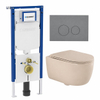 QeramiQ Dely Swirl Toiletset - 36.3x51.7cm - Geberit UP720 Duofix Sigma inbouwreservoir - slim zitting - bedieningsplaat licht grijs - ronde knoppen - mat beige SW1413154