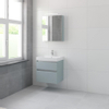 Bruynzeel Pinto badmeubelset 65.3x60x46cm 1 kraangat 1 wasbak 2 lades met spiegelkast met softclose composite fjord groen SW384750 Bruynzeel Pinto badmeubelset 65.3x60x46cm 1 kraangat 1 wasbak 2 lades met spiegelkast met softclose composite fjord groen SW384750