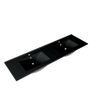 Saniclass Vygo lavabo - 141x46x2cm - double vasque - 2 trous de robinet - noir mat SW773922