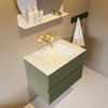 Mondiaz VICA-DLUX ensemble de meuble de salle de bain - 70cm - meuble sous-vasque armée - 2 tiroirs - lavabo encastré nuage milieu - sans trous de robinet - version haute de 60cm - ostra SW1087007