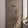 BRAUER Gold Carving Douche de tête thermostatique encastrée - boutons-poussoirs - SET 62 - douche de tête 30 cm - bras mural droit - douchette à main barre - flexible de douche - barre de douche coulissante intégrée - or brossé PVD SW925634