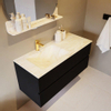 Mondiaz VICA-DLUX ensemble de meuble de salle de bain - 110cm - meuble sous-vasque urban - 2 tiroirs - lavabo encastré cloud gauche - 1 trou de robinet - version haute de 60cm - ostra SW1087223