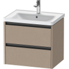 Duravit Ketho.2 Wastafelonderbouwkast - met 2 laden - 63.4x45.5x54.9cm - met grepen antraciet - linnen mat SW773071