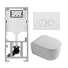 QeramiQ Dely Swirl Toiletset - 36.3x51.7cm - diepspoel - rimless - Geberit UP320 inbouwreservoir - met Burda frame - 35mm zitting - mat witte metalen bedieningsplaat - ronde knoppen - wit mat SW1138644