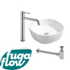 FugaFlow Eccelente Arredo vasque à poser 44x44x13.5cm avec robinet et vidange bas Carré porcelaine Chrome SW1125286