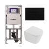 QeramiQ Dely Pack WC - 36,3x51,7cm - à fond creux - sans bride - réservoir encastré Geberit UP320 - abattant WC softclose 35 mm - plaque de commande en métal noir mat - boutons rectangulaires - blanc mat SW1235388