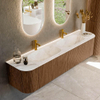 MONDIAZ KURVE-DLUX 190cm Meuble salle de bain avec module 25 G et D - couleur Walnut - 2 tiroirs - 2 portes - vasque STOR SMALL double - 2 trous de robinet - couleur Frappe SW1137521