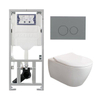 Villeroy & Boch Subway 2.0 Pack WC - réservoir encastré - WC à fond creux - flush direct - abattant mince - plaque de déclenchement gris clair - boutons ronds - blanc SW1164782