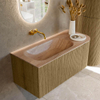 MONDIAZ KURVE-DLUX Meuble de salle de bains 105cm arrondi à droite couleur Dusk avec 1 tiroir et 1 porte. Lavabo BIG SMALL à gauche sans trou de robinet Saba. SW1433334