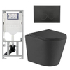 QeramiQ Dely Toiletset - 36.3x51.7cm - diepspoel - rimless - Geberit UP320 inbouwreservoir - met Burda frame - softclose toiletzitting - mat zwarte bedieningsplaat - ronde knoppen - mat zwart SW804618
