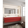 Mondiaz VICA ensemble de meuble de salle de bain - 200cm - meuble sous-vasque fire - 4 tiroirs - lavabo cloud double - sans trou de robinet - miroir LED - version XL 60cm de haut SW1098086