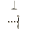 Hotbath Cobber X IBSX70 Regendoucheset inbouw - hoofddouche 30cm - plafondarm 30cm - handdouche rond 3 standen - geborsteld nikkel SW678011