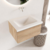 Mondiaz BUKLA Ensemble de meuble - 60x45x34cm - 0 trous de robinet - lavabo centré - solid surface - Talc - sans poignée - 1 tiroir - Mélamine - Chêne blanchi SW704724