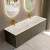 Mondiaz KURVE-DLUX Ensemble meuble de salle de bains - 140x46x40cm - 2 tiroirs - lavabo solid surface - double - 2 trous de robinet - Shadow SW1414102
