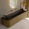 Ensemble de meuble de salle de bain Mondiaz KURVE - 170x46x40cm - 1 tiroir - 2 portes - lavabo en solid surface - milieu - sans trou de robinet - Dusk SW1414821