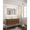 MONDIAZ VICA Badkamermeubelset - 120cm - 2 lades - wasbak Cloud dubbel - 2 kraangaten - solid surface rust SW411122