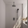 BRAUER Stripe Thermostatische Inbouw Regendouche - 3-weg - rechthoekig - SET 24 - 25cm douchekop - plafondarm - 3-standen handdouche - doucheslang - geïntegreerde glijstang - gunmetal geborsteld PVD SW1435256