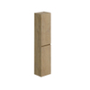 Thebalux hoge kast, opliggend, 2x dichte deur, houten greeplijst in kleur meubel, rechts draaiend, achterwand in grijs linnen kleur/structuur SW838507