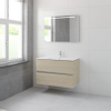 Bruynzeel Miko badmeubelset 66x101x51cm 1 kraangat 1 wasbak 2 lades met spiegel met softclose natuur eiken SW384504 Bruynzeel Miko badmeubelset 66x101x51cm 1 kraangat 1 wasbak 2 lades met spiegel met softclose natuur eiken SW384504
