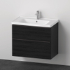 Duravit D-Neo Ensemble meuble de salle de bains avec meuble sous-lavabo avec 2 tiroirs avec softclose 80x20x48cm avec lavabo chêne noir mat SW642215