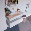 Mondiaz ALAN-DLUX Ensemble de meuble - 90cm - meuble Cale mat - 1 tiroir - Lavabo Cloud Frappe suspendu - vasque Centre - 0 trous de robinet SW805154