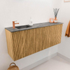 Mondiaz JOYA-DLUX 100cm toiletmeubel - kleur Oak - Wastafel FAYE positie Links 1 kraangat kleur Sombra. SW1424266
