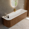 MONDIAZ KURVE-DLUX 145cm Meuble salle de bain avec module 25 G - couleur Walnut - 1 tiroir - 1 porte - vasque BIG LARGE droite - 1 trou de robinet - couleur Ostra SW1137841