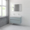 Bruynzeel Passo badmeubelset 69.8x100x46cm 2 kraangaten 1 wasbak 2 lades met spiegel met softclose ceramic fjord groen SW384781 Bruynzeel Passo badmeubelset 69.8x100x46cm 2 kraangaten 1 wasbak 2 lades met spiegel met softclose ceramic fjord groen SW384781