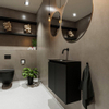 MONDIAZ TURE Kit lave-mains - 60x23x50cm - 0 trous de robinet - 2 portes - urban mat - Lavabo au centre - Solid Surface Noir SW475255