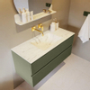 Mondiaz VICA-DLUX ensemble de meuble de salle de bain - 110cm - meuble sous-vasque armée - 2 tiroirs - lavabo encastré nuage milieu - sans trous de robinet - version haute de 60cm - opalo SW1086452