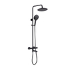 Fortifura Calvi Regendoucheset - thermostatisch - 25cm hoofddouche - metalen slang - ronde handdouche - draaibare baduitloop - mat zwart SW1592501