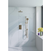 Fortifura Calvi Inbouw Regendoucheset - thermostatisch - wandarm - glijstang - 30cm - hoofddouche - ronde handdouche - metalen doucheslang - PVD - geborsteld messing (goud) SW1412062