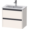 Duravit Ketho.2 Wastafelonderbouwkast - met 2 laden - 61x39x54.9cm - met grepen antraciet - wit supermat SW772905