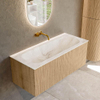 MONDIAZ KURVE-DLUX 110cm Meuble salle de bain - couleur Oak - 1 tiroir - vasque BIG MEDIUM centre - sans trou de robinet - couleur Frappe SW1137344