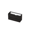 INK Wastafelonderkast - 100x40x52cm - 2 lades - greeploos - met houten keerlijst - MFC - Houtskool eiken SW207233