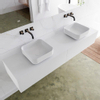 Mondiaz Lagom Meuble salle de bains 180x30.9x45cm Solid Surface Talc 2 tiroirs avec lavabo BINX vasque à poser double sans trous de robinet SW409170