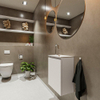 MONDIAZ TURE Kit lave-mains - 40x23x50cm - 1 trou de robinet - 1 porte - lin mat - Lavabo à droite - Solid Surface Blanc SW475066