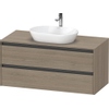 Duravit ketho 2 meuble sous lavabo avec plaque console et 2 tiroirs 120x55x56.8cm avec poignées chêne anthracite terra matt SW771948