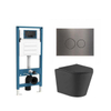 QeramiQ Dely Toiletset - inbouwreservoir Qeramiq Flush - slim zitting - metaal gunmetal bedieningsplaat - ronde knoppen - mat zwart SW1578527