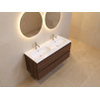 Arcqua Oval Lavabo encastré - 121x46x1.5cm - double vasque - 2 trous de robinet - marbre de synthèse - blanc brillant SW1581386
