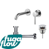 FugaFlow Eccelente Sobrado Slim Slim Kit mitigeur lavabo - robinet encastrable - bonde clic clac - siphon design bas - Chrome brillant SW1124327