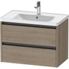 Duravit Ketho.2 Wastafelonderbouwkast - met 2 laden - 78.4x45.5x54.9cm - met grepen antraciet - eiken terra mat SW773152
