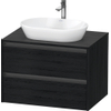 Duravit Ketho 2 meuble bas pour lavabo avec plan de console inclus avec 2 tiroirs 80x55x56.8cm avec poignées chêne anthracite noir mat SW771915