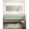 MONDIAZ VICA Badkamermeubelset - 200cm - 4 lades - wasbak Cloud dubbel - 0 kraangaten - solid surface greey SW410854