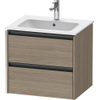 Duravit Ketho.2 Wastafelonderbouwkast - met 2 laden - 61x48x55cm - met grepen antraciet - eiken terra mat SW772377