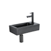 QeramiQ Fuente fonteinset – 37.5x18.5x9 cm – keramiek zwart mat – kraangat rechts – mat zwarte kraan SW1232732