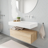 MONDIAZ ALAN 100cm - meuble bas - chêne blanchi - 1 tiroir - lavabo suspendu - vasque à droite - 0 trous de robinet - talc SW408552