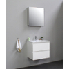 Basic Bella Meuble avec lavabo céramique avec 1 trou de robinet et armoire de toilette à 1 porte grise 60x55x46cm Flat Pack Blanc haute-brillance SW538726