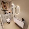 MONDIAZ TURE-DLUX 100cm toiletmeubel Rosee. EDEN wastafel Glace positie links. Met 1 kraangat. SW1103488